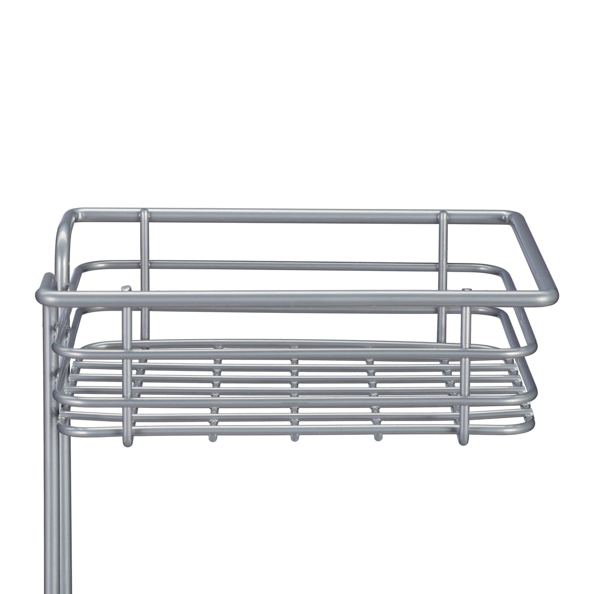 Silver toilet paper holder standing
