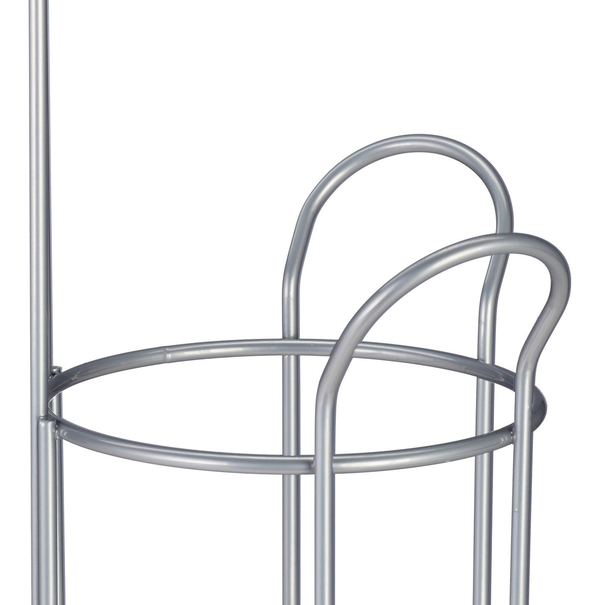 Silver toilet paper holder standing