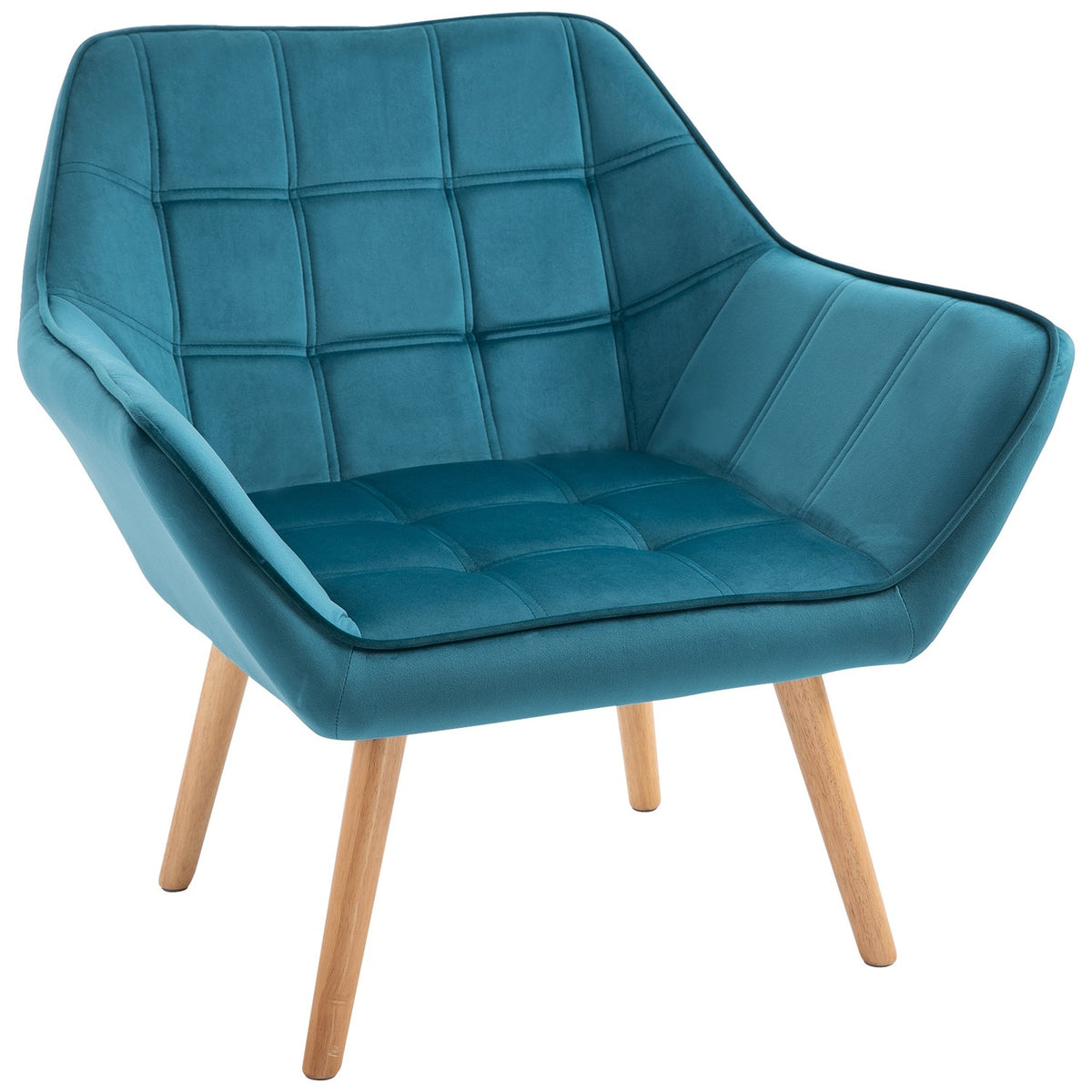 Single Armchair Wing Chair Relaxation Chair, Velvet, Raised Legs, Velvet-Like Polyester, Scandinavian, Green, 64X62X72.5Cm