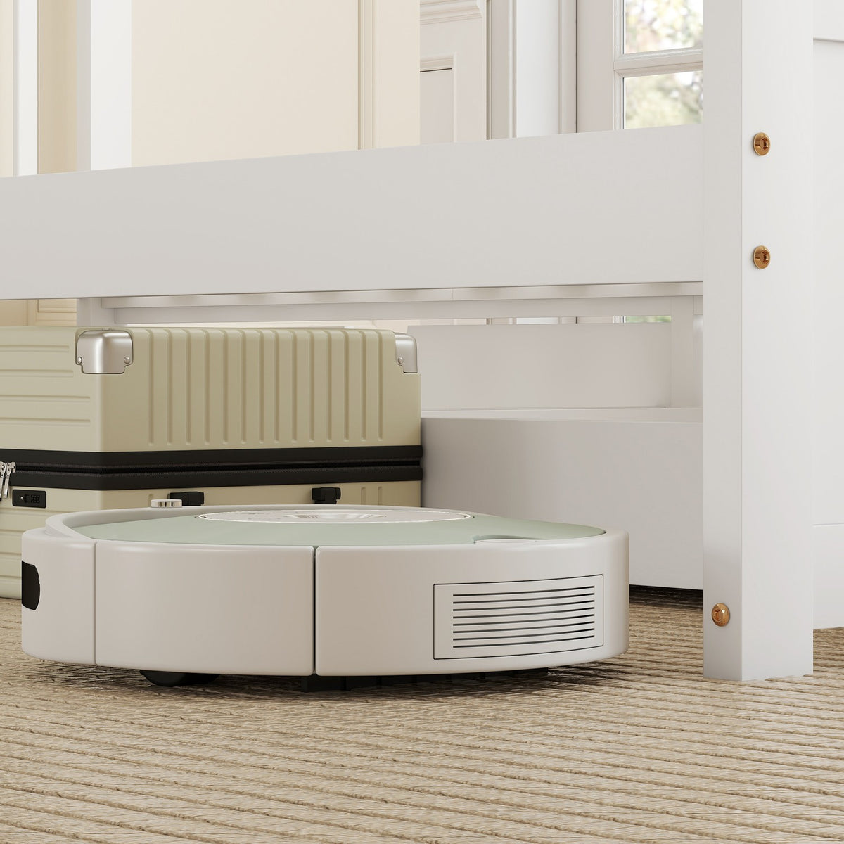 Single Bed Frame with Drawers, Wood, 90x200 cm, White