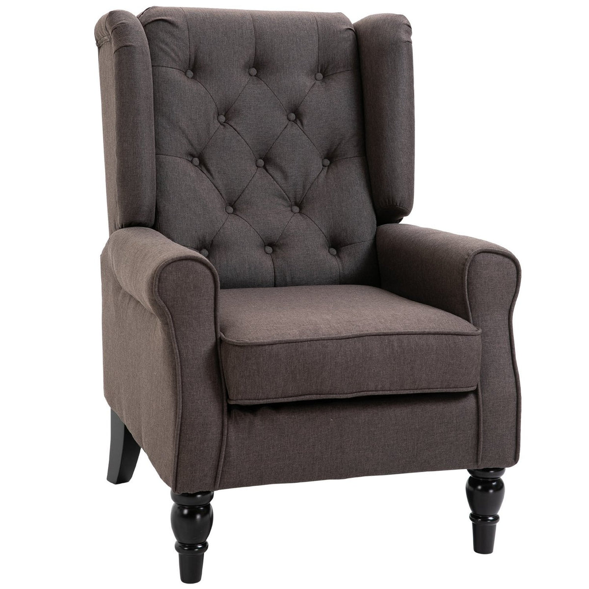 Single Chair Relaxation Chair Single Chair With Tufted Wooden Feet Polyester Brown 76 X 86 X 108 Cm