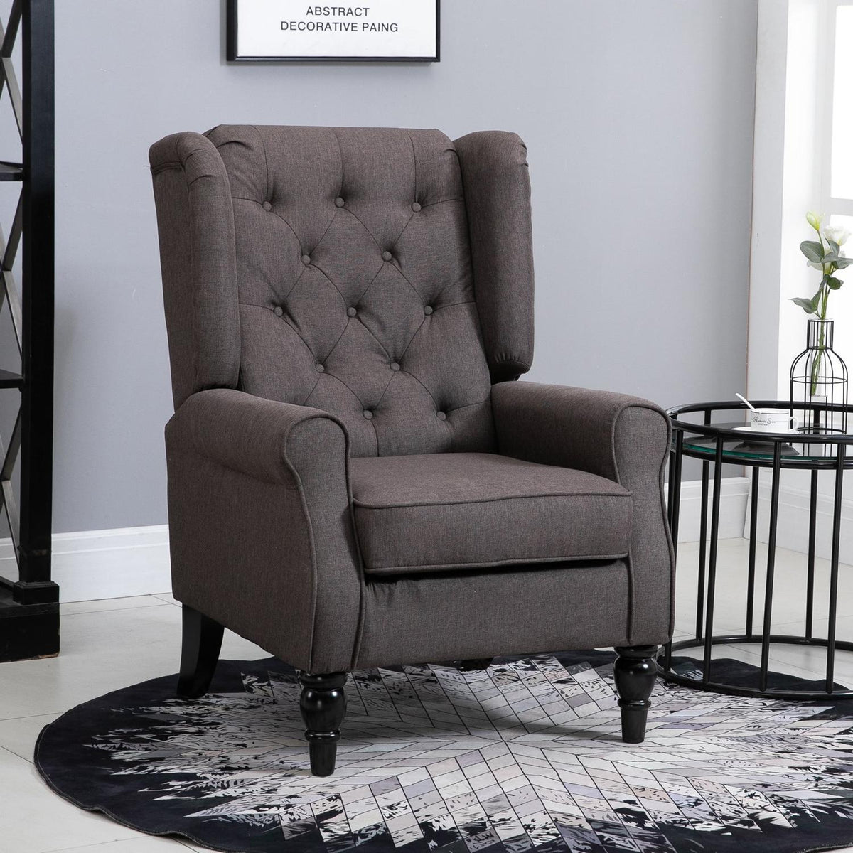 Single Chair Relaxation Chair Single Chair With Tufted Wooden Feet Polyester Brown 76 X 86 X 108 Cm