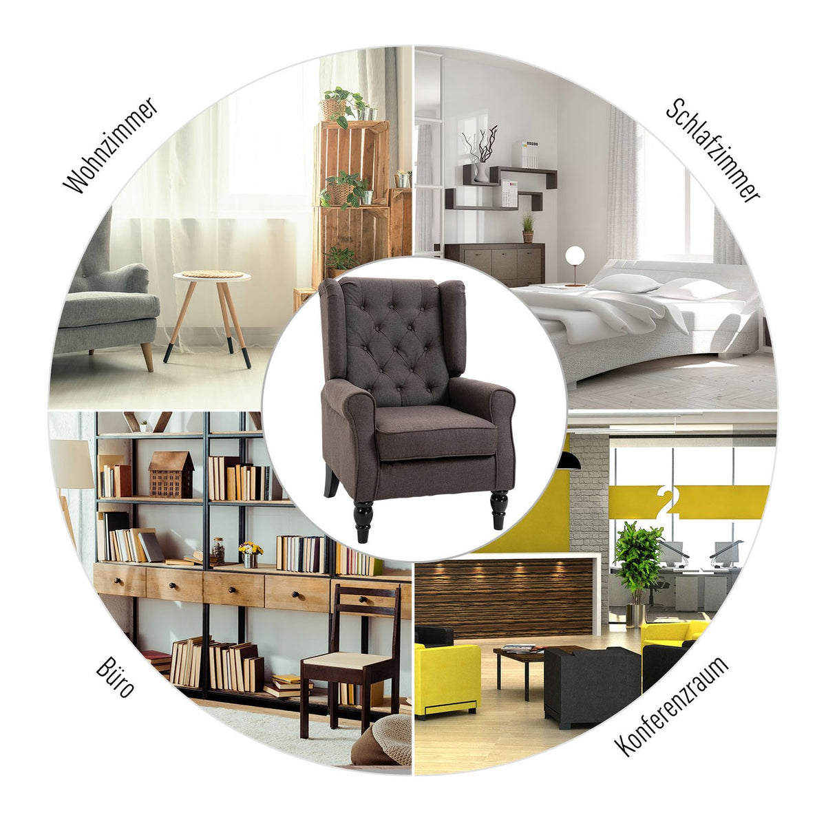 Single Chair Relaxation Chair Single Chair With Tufted Wooden Feet Polyester Brown 76 X 86 X 108 Cm