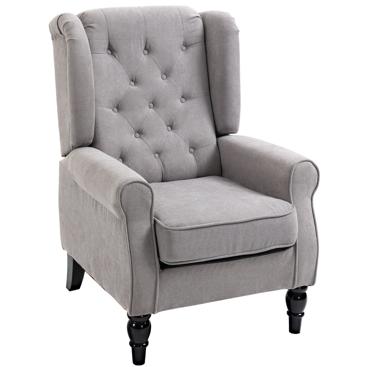 Single Chair, Relaxation Chair, Wing Chair, Single Chair, Accent Chair With Tufted Wooden Feet, Polyester, Gray, 74 X 86 X 102 Cm