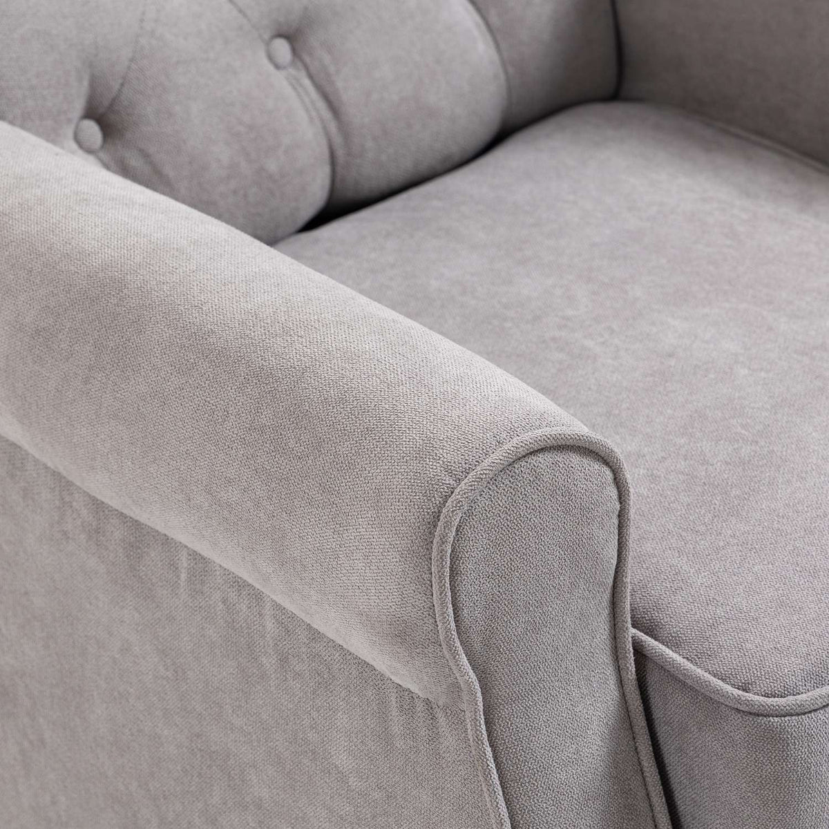 Single Chair, Relaxation Chair, Wing Chair, Single Chair, Accent Chair With Tufted Wooden Feet, Polyester, Gray, 74 X 86 X 102 Cm