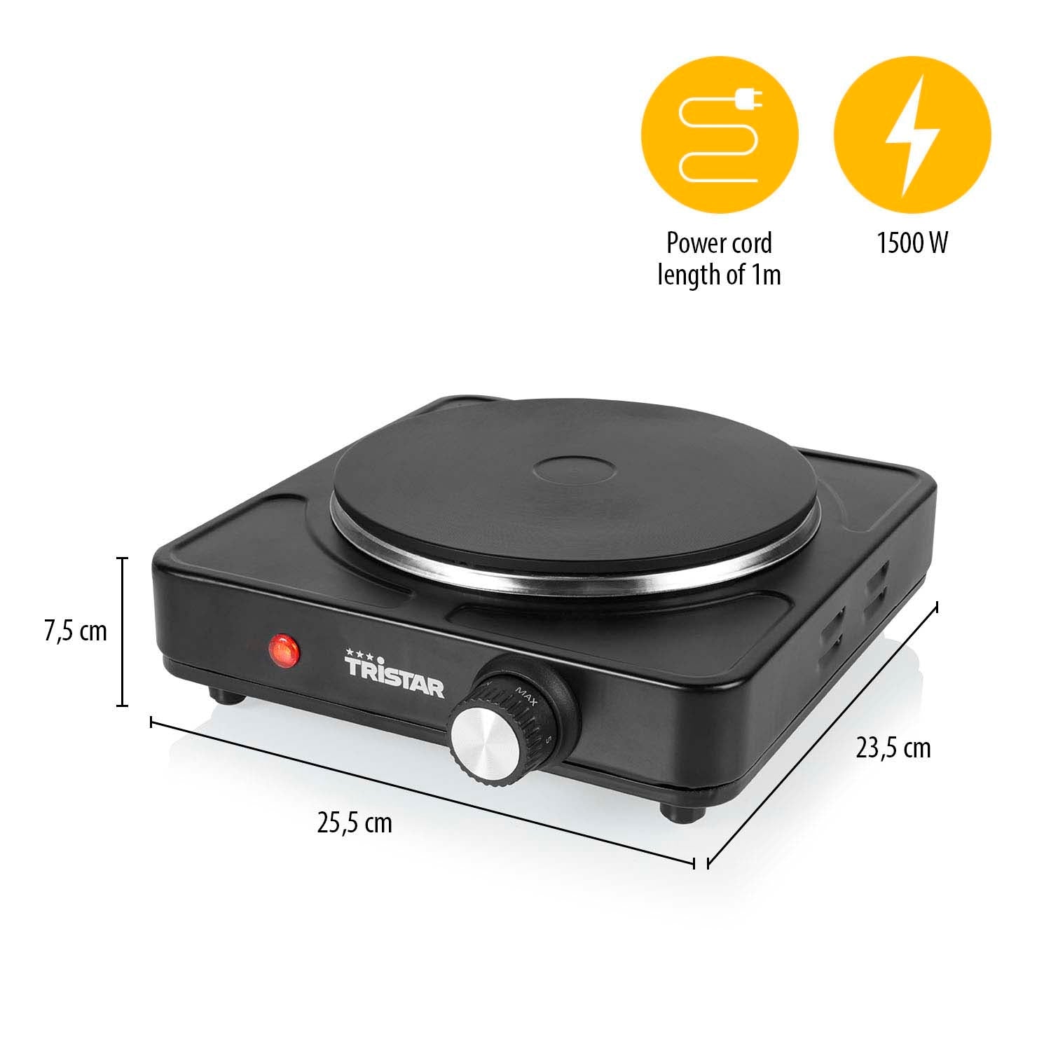 Single Hot Plate 1500W, 18.5cm Diameter