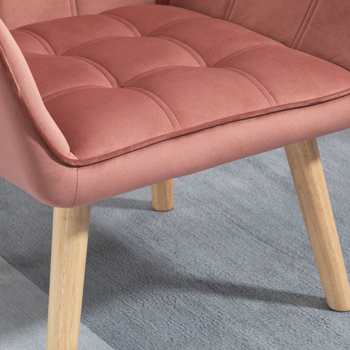 Single armchair, relaxation armchair, armchair with velvet look, raised legs, Scandinavian upholstered armchair for living room, 68.5 x 61 x 72.5 cm