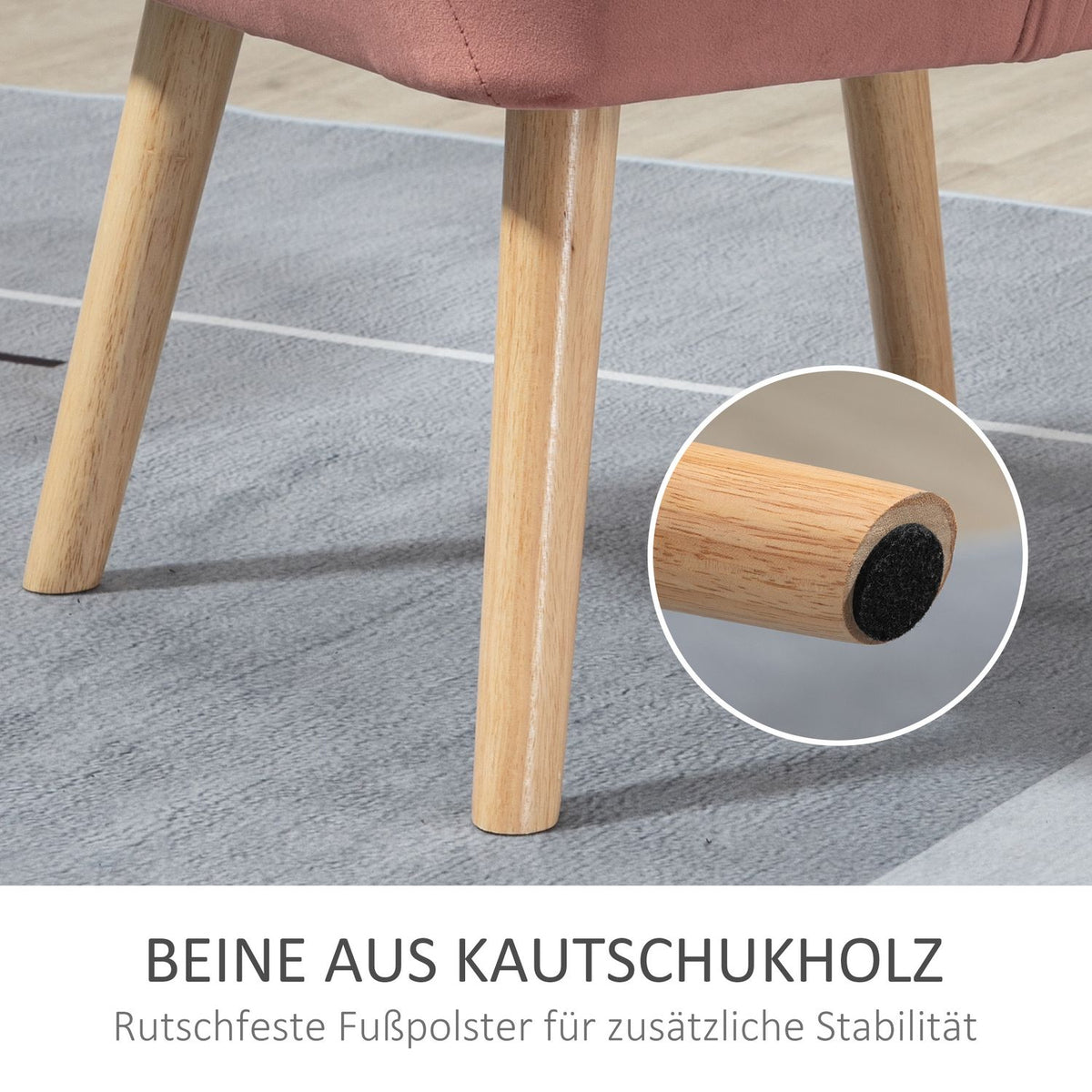 Single armchair, relaxation armchair, armchair with velvet look, raised legs, Scandinavian upholstered armchair for living room, 68.5 x 61 x 72.5 cm