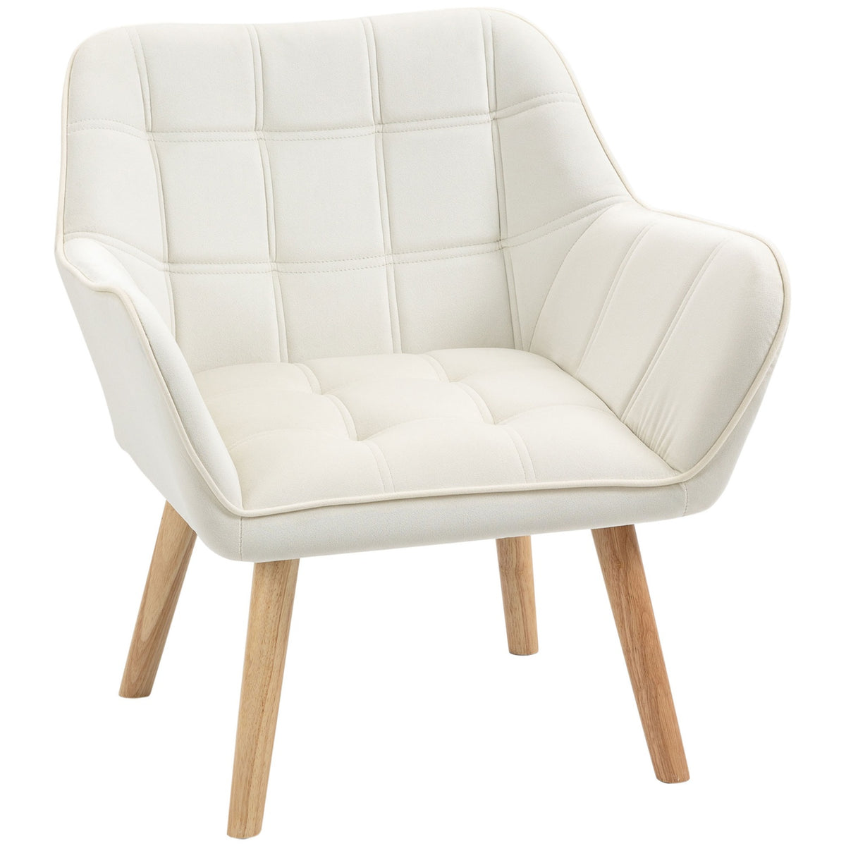 Single armchair, relaxation armchair, armchair with velvet look, raised legs, upholstered armchair for living room, bedroom, 64 x 62 x 72.5 cm, cream