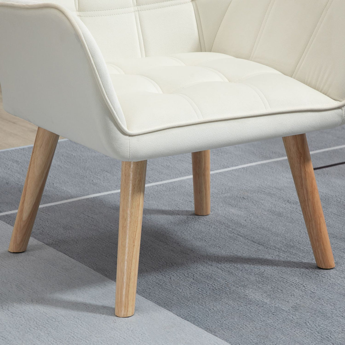 Single armchair, relaxation armchair, armchair with velvet look, raised legs, upholstered armchair for living room, bedroom, 64 x 62 x 72.5 cm, cream