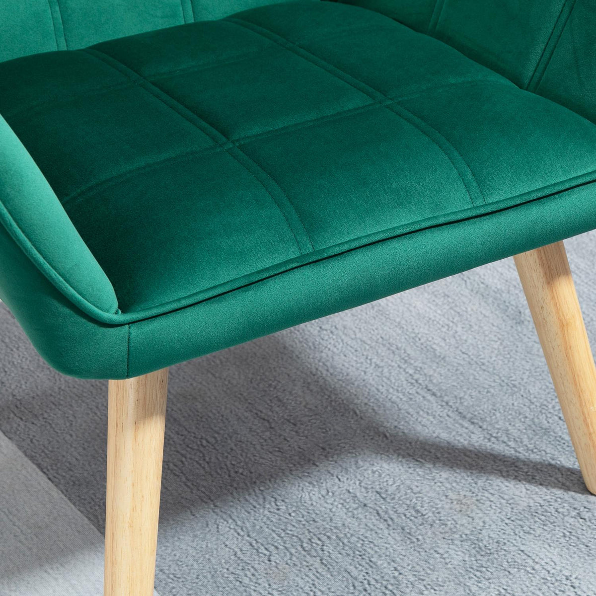 Single armchair, relaxation armchair with velvet look, raised legs, Scandinavian upholstered armchair for living room, bedroom, 64x62x72.5cm, green