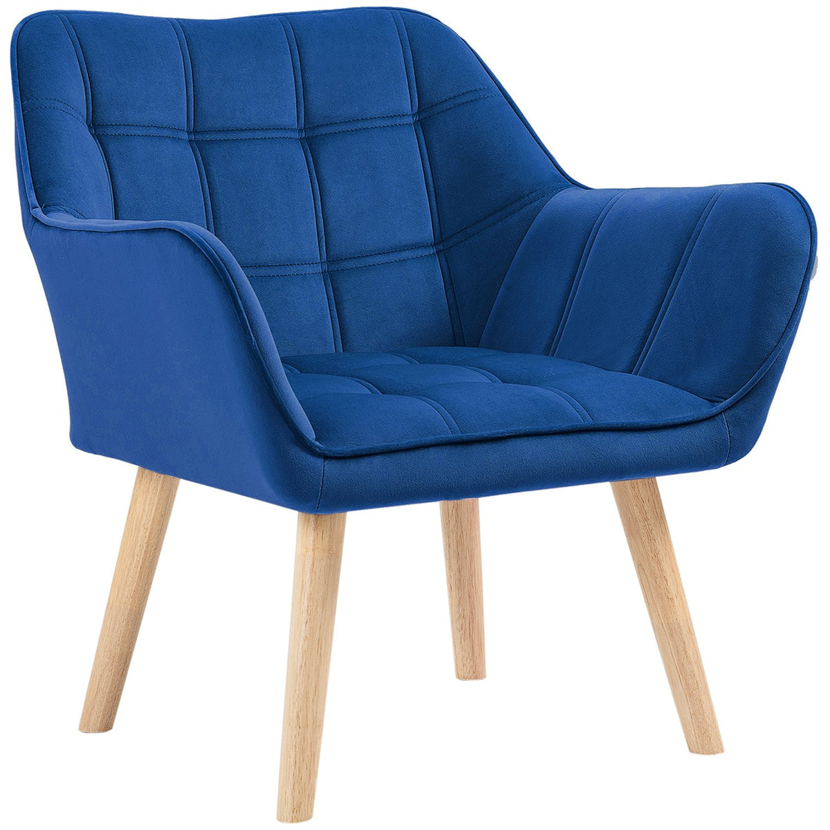 Single chair wing chair relaxation chair velvet with raised legs, Scandinavian design, blue, 67 x 61.5 x 71 cm