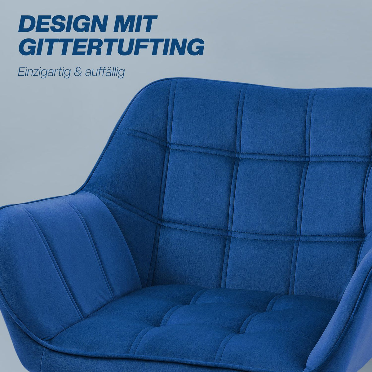 Single chair wing chair relaxation chair velvet with raised legs, Scandinavian design, blue, 67 x 61.5 x 71 cm