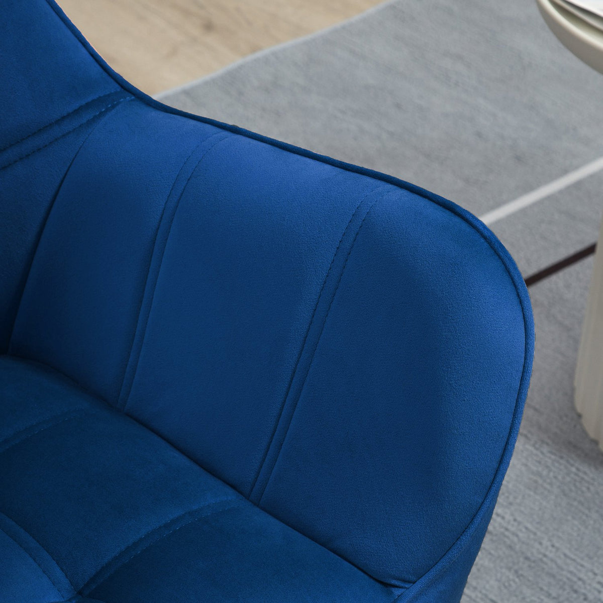 Single chair wing chair relaxation chair velvet with raised legs, Scandinavian design, blue, 67 x 61.5 x 71 cm