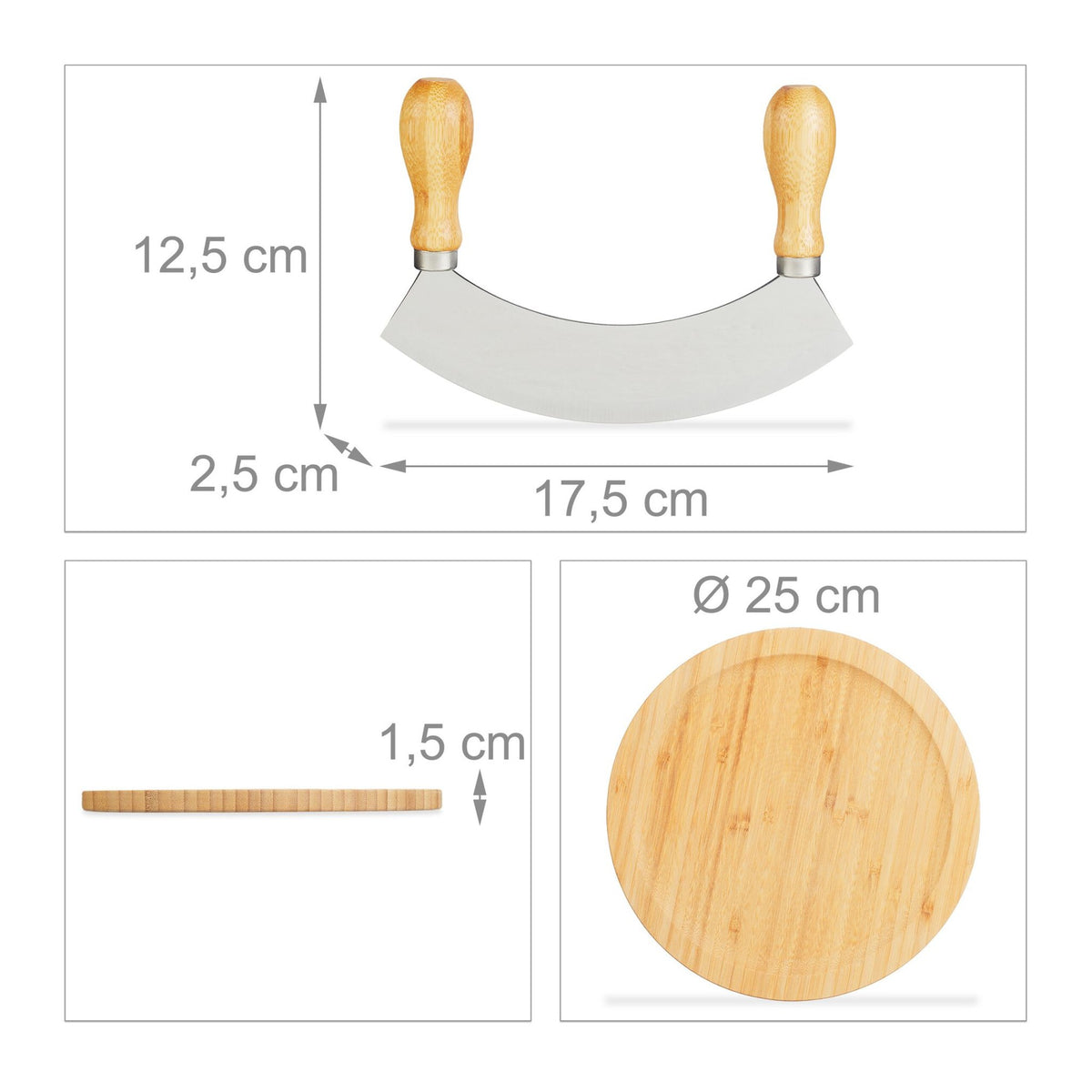 Single-edged rocking knife with XL board