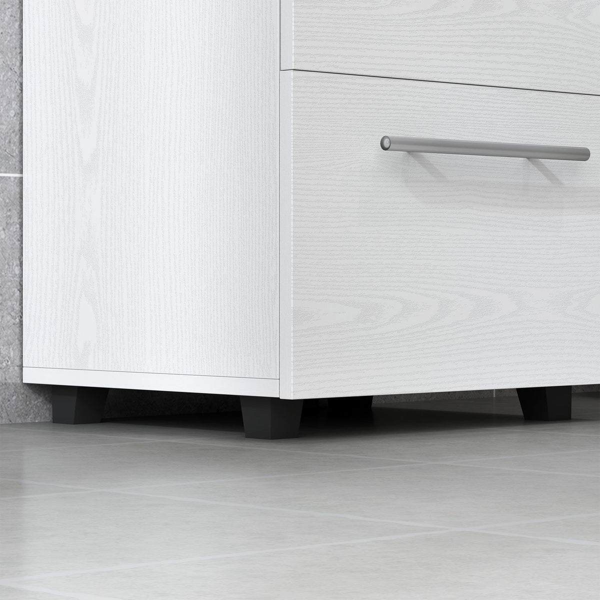 Sink base cabinet with cabinet compartment, drawer, vanity unit, bathroom base cabinet with tilt protection for wall-mounted basins, white, 41.5 x 35.5 x 59 cm