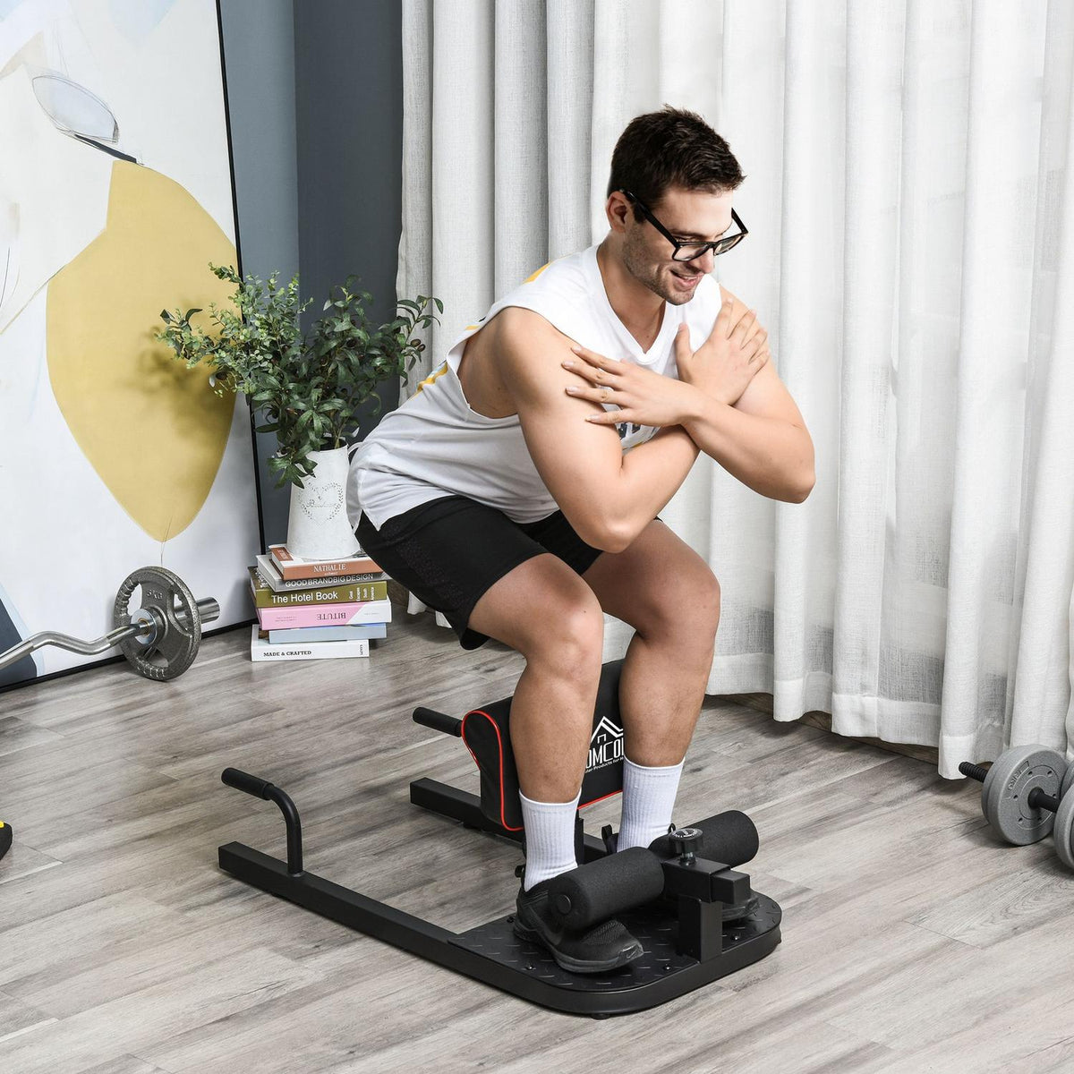 Sissy Squat Squat Trainer Leg Abdominal Trainer 3In1 Adjustable Up To 120Kg Steel Black 50X97X44.5-56.5Cm