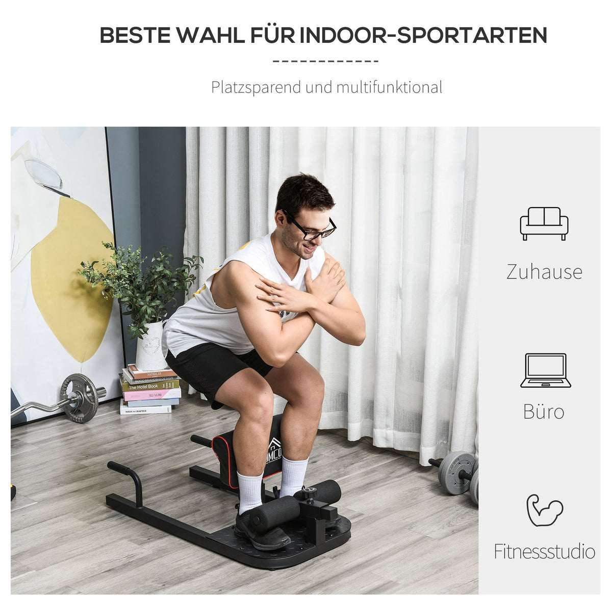 Sissy Squat Squat Trainer Leg Abdominal Trainer 3In1 Adjustable Up To 120Kg Steel Black 50X97X44.5-56.5Cm