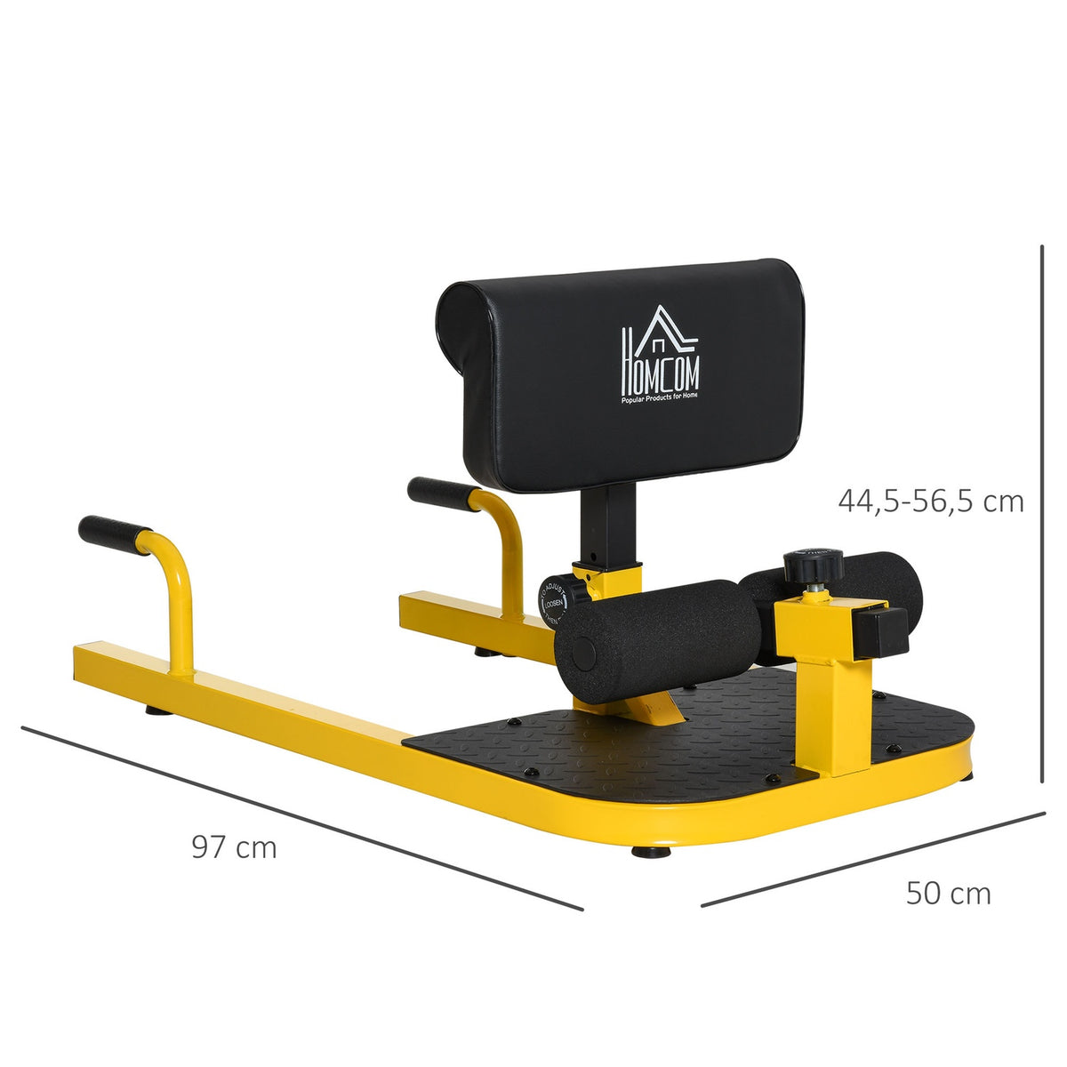 Sissy Squat Squat Trainer Leg Trainer Abdominal Buttocks Trainer 3 In 1 Trainer Adjustable Up To 120 Kg Steel Yellow + Black 50 X 97 X (44.5-56.5) Cm