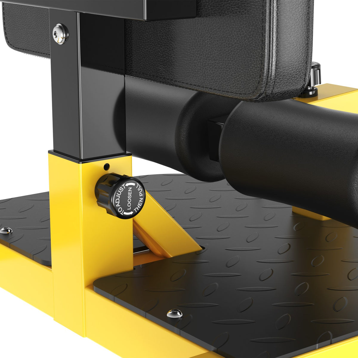 Sissy Squat Squat Trainer Leg Trainer Abdominal Buttocks Trainer 3 In 1 Trainer Adjustable Up To 120 Kg Steel Yellow + Black 50 X 97 X (44.5-56.5) Cm