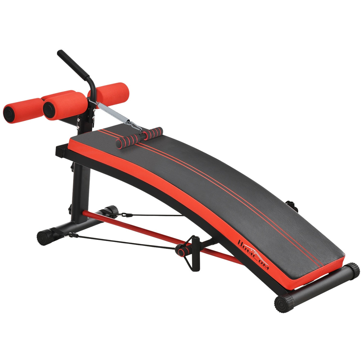 Sit-Up Bench Abdominal Trainer Multifunction With Training Bands Fitness Steel Black 139 X 58 X 71-81 Cm