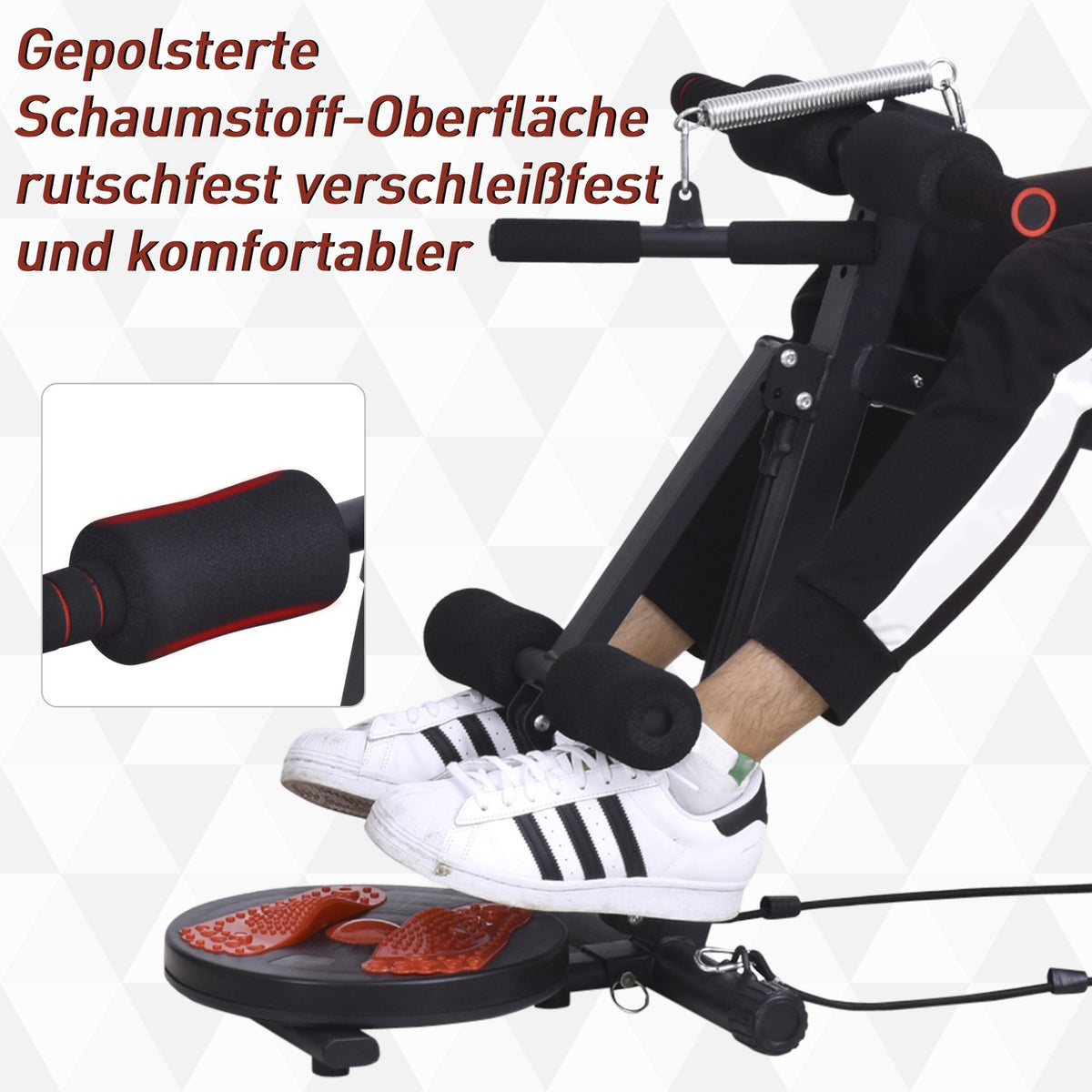 Sit Up Bench Adjustable Abdominal Trainer Training Bench, Padded, 120Kg Load Capacity, Red+Black, 166X53X52-60Cm