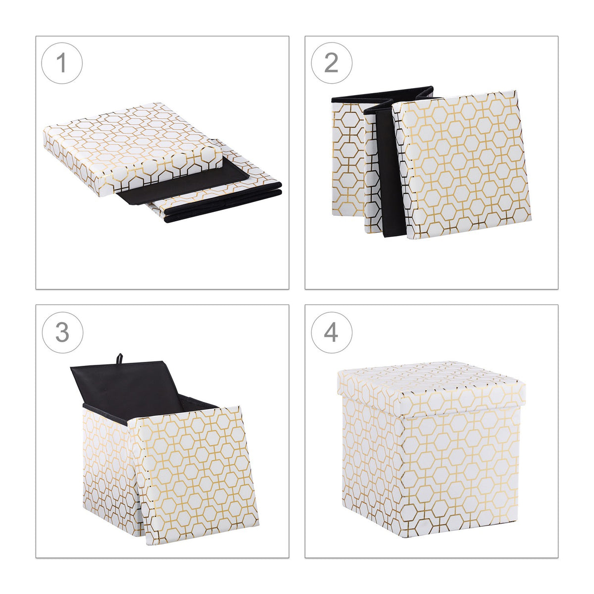 Sitting cube in white-gold