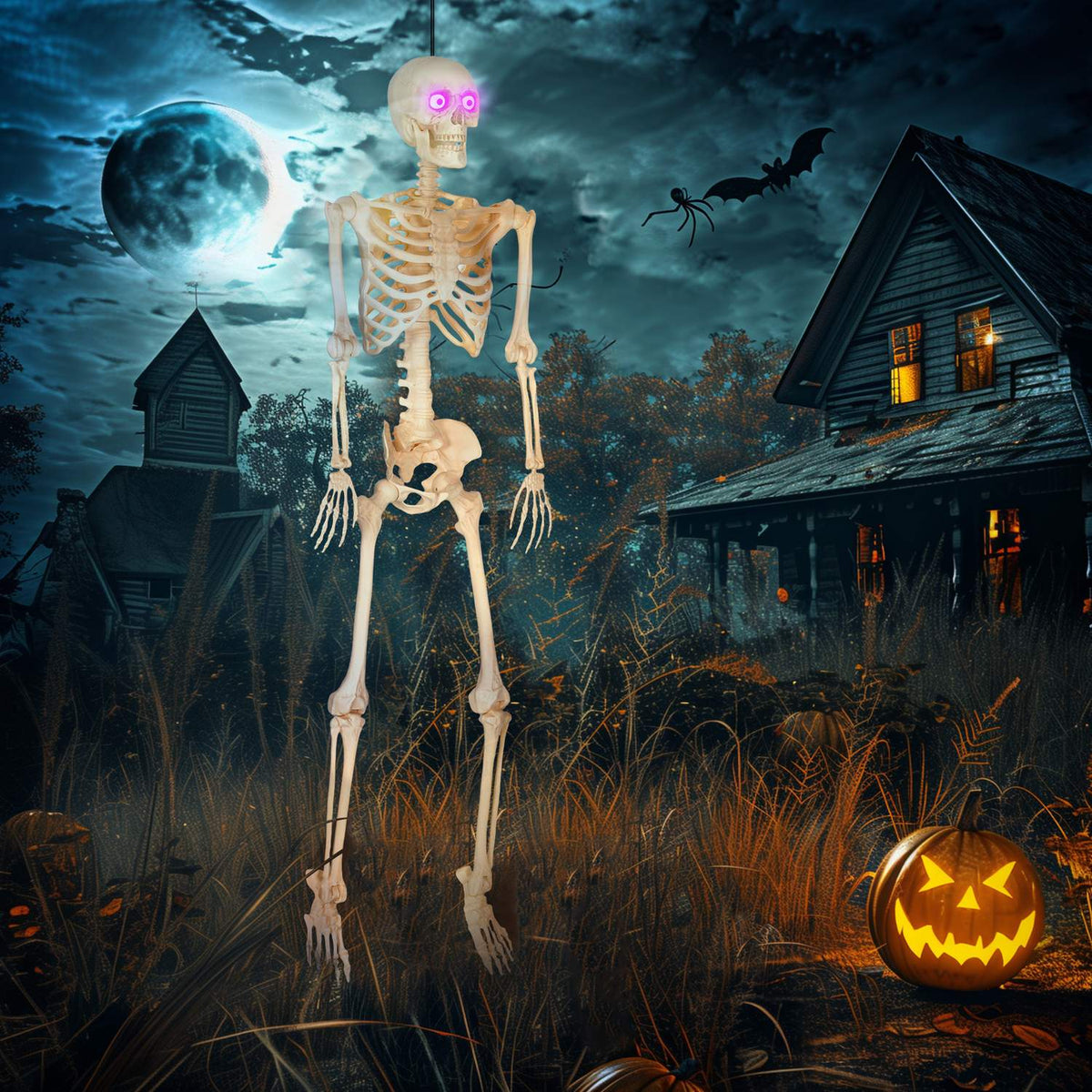 Skeleton Figure, Halloween Decoration, 152 cm, Sound-Activated