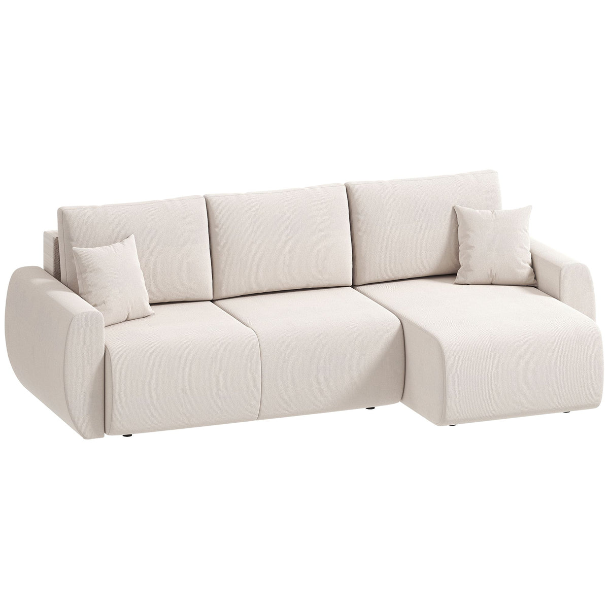 Sleeper Sectional Sofa, Reversible Chaise, Storage, Cream Velvet