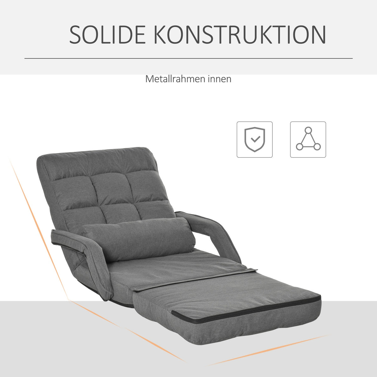 Sleeper chair, upholstered chair with bed function, 5-way adjustable, dark grey