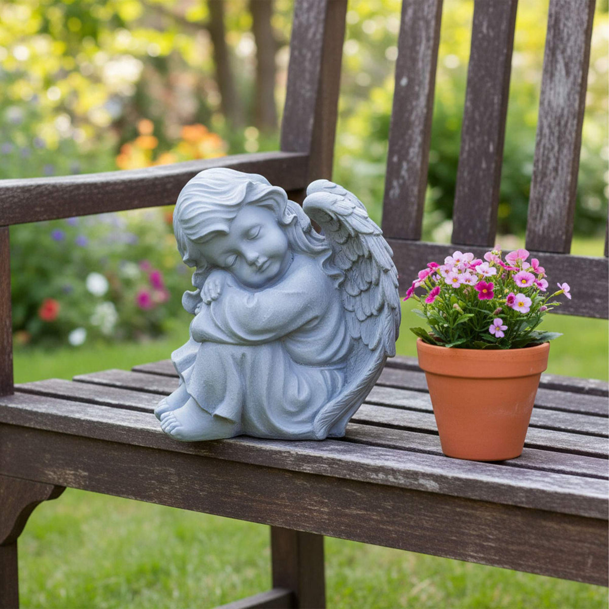 Sleeping Angel Statue, 24cm Polyresin Memorial Decor
