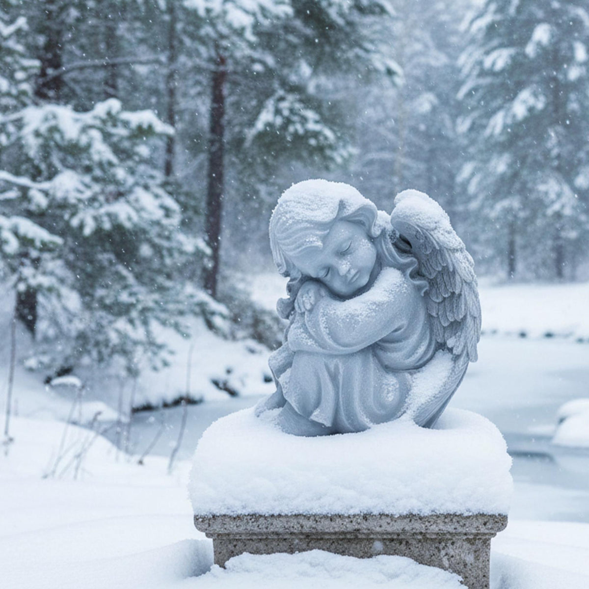 Sleeping Angel Statue, 24cm Polyresin Memorial Decor