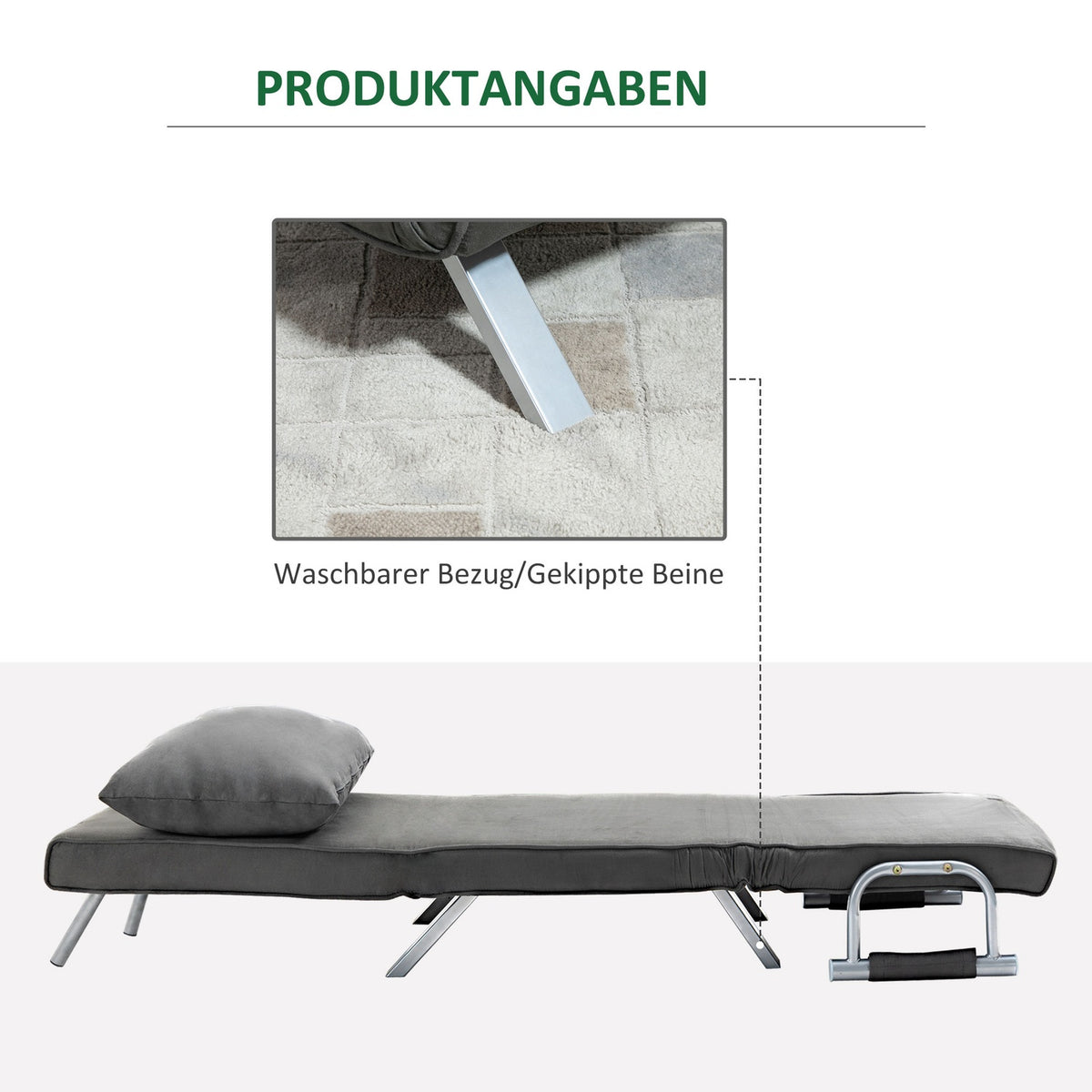 Sleeping Chair, 2-In-1 Sofa Bed, Folding Chair With Adjustable Backrest, Cushion, Guest Bed Can Hold Up To 120 Kg, Black