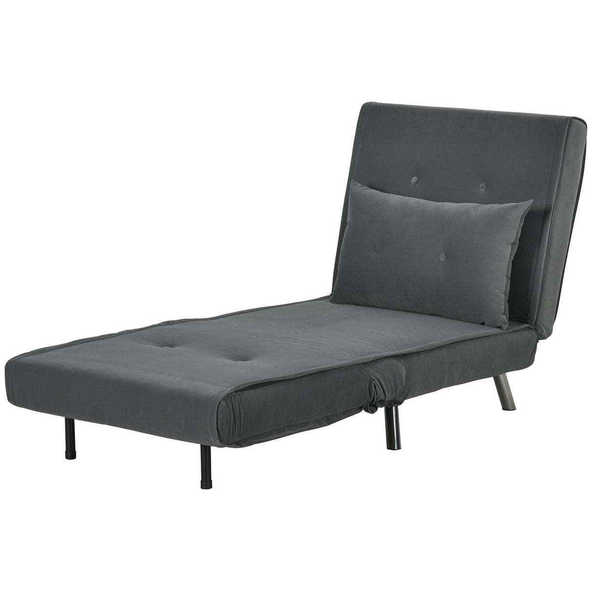 Sleeping Chair Folding Chair Bed Function Single Sofa Cushion Guest Bed Upholstered Sofa Velvet Dark Gray 77X88X83Cm
