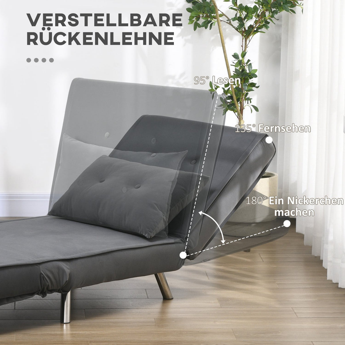 Sleeping Chair Folding Chair Bed Function Single Sofa Cushion Guest Bed Upholstered Sofa Velvet Dark Gray 77X88X83Cm