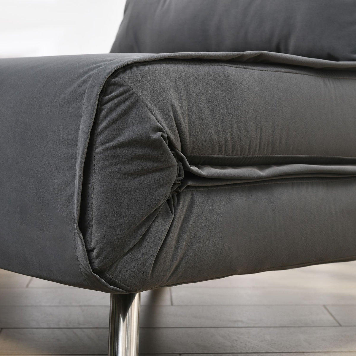 Sleeping Chair Folding Chair Bed Function Single Sofa Cushion Guest Bed Upholstered Sofa Velvet Dark Gray 77X88X83Cm