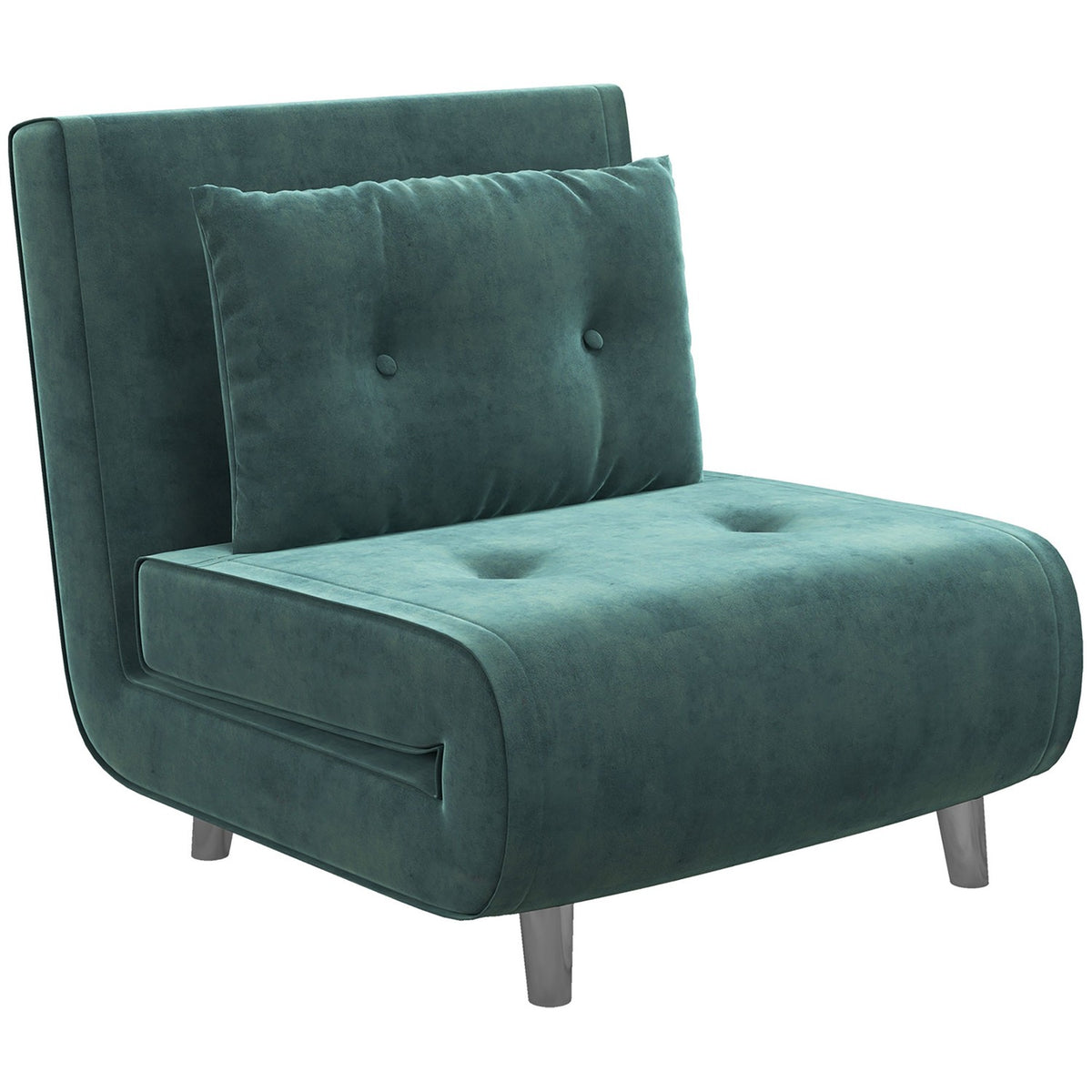Sleeping Chair, Folding Chair With Bed Function, Single Sofa With Pillows, Guest Bed, Upholstered Sofa With Velvet Look, Dark Green, 77 X 88 X 83 Cm
