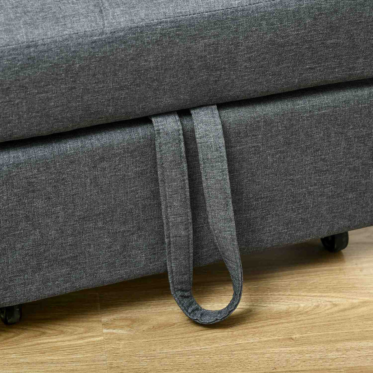 Sleeping chair 3 in 1 folding chair with side pocket, guest bed with pillows, adjustable backrest, bed chair with wheels, gray
