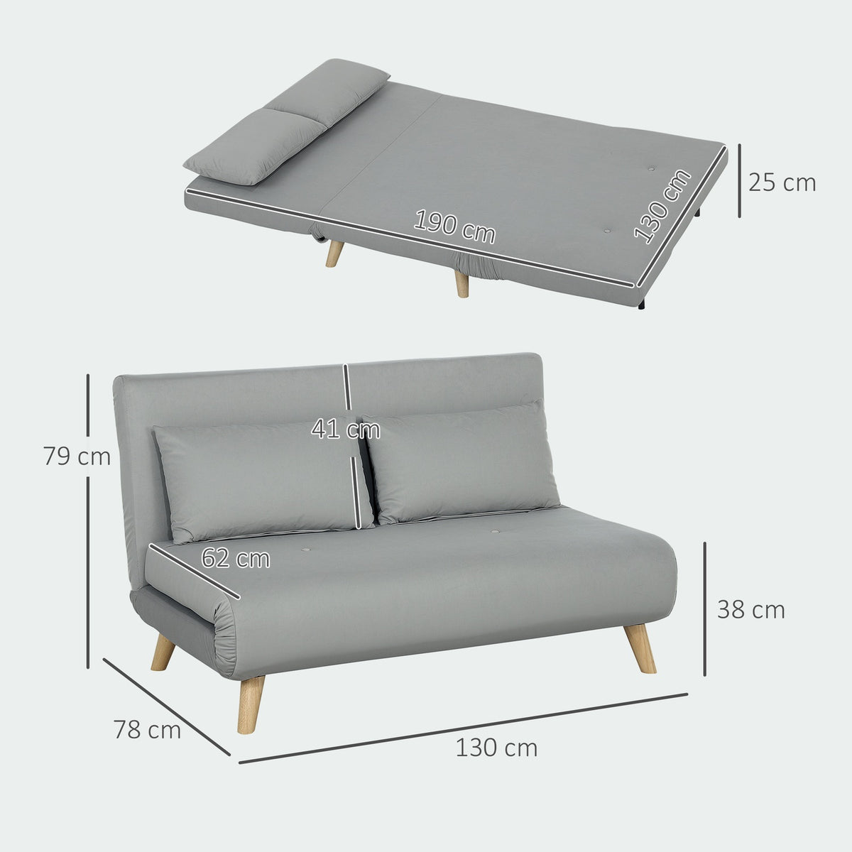 Sleeping chair, folding bed with bed function, lumbar cushion, folding relaxation chair with velvet look, adjustable backrest, load capacity up to 250 kg, for living room gray