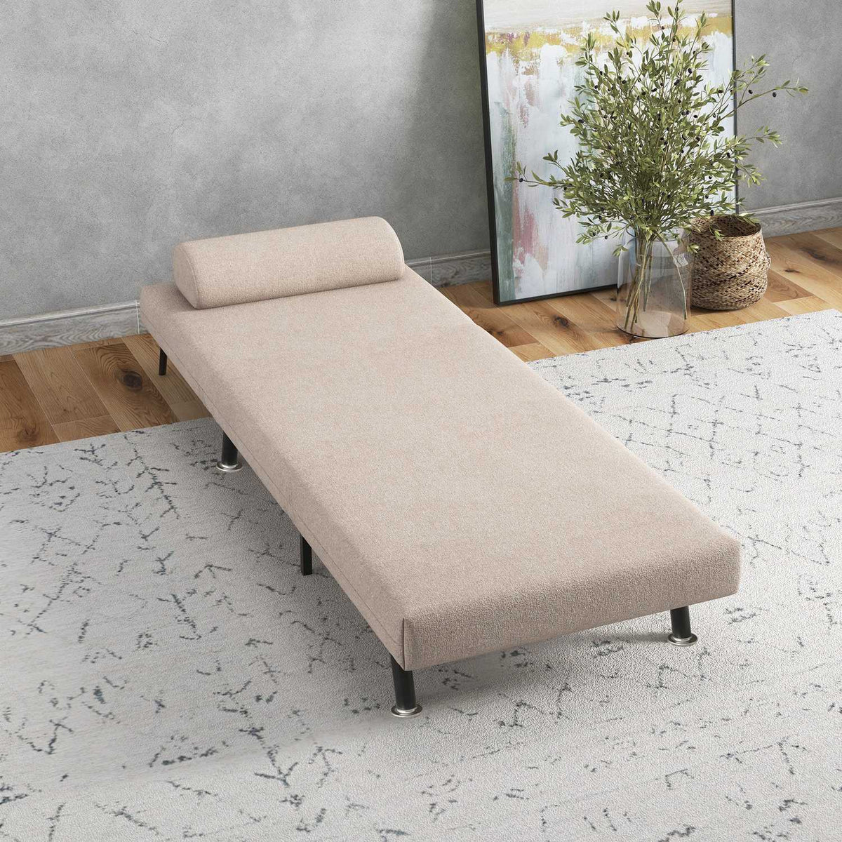 Sleeping chair, folding chair with bed function, back cushion, folding relaxation chair in linen look, adjustable backrest, load capacity up to 150 kg, for living room, beige