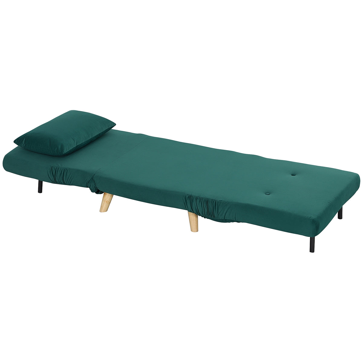 Sleeping chair, folding chair with bed function, decorative cushions, folding relax chair with adjustable backrest in velvet look, for living room, dark green |