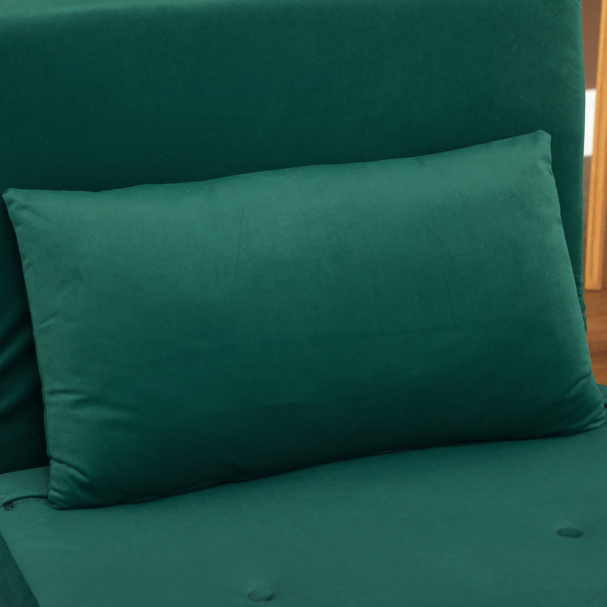 Sleeping chair, folding chair with bed function, decorative cushions, folding relax chair with adjustable backrest in velvet look, for living room, dark green |
