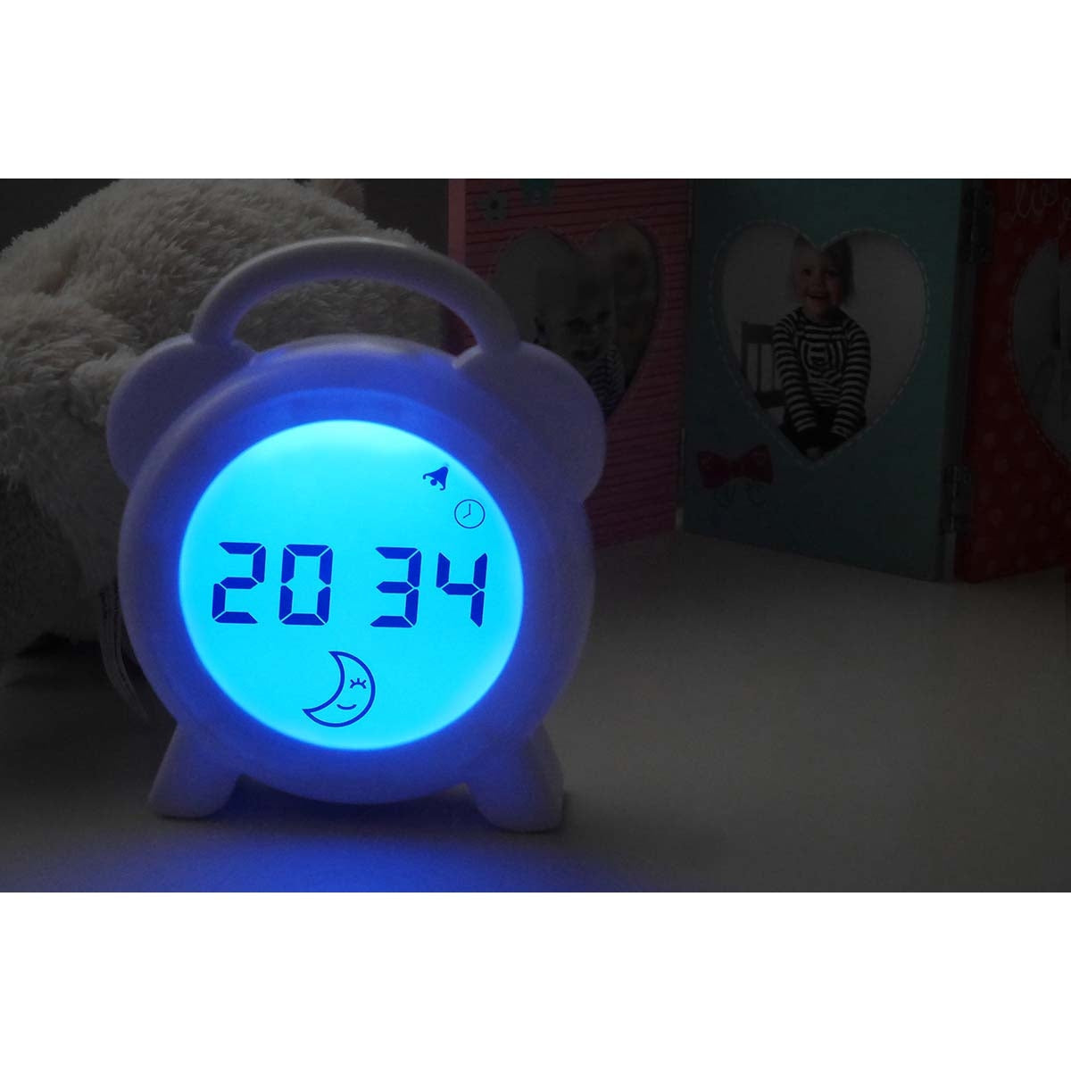 Sleep trainer night light and alarm clock white