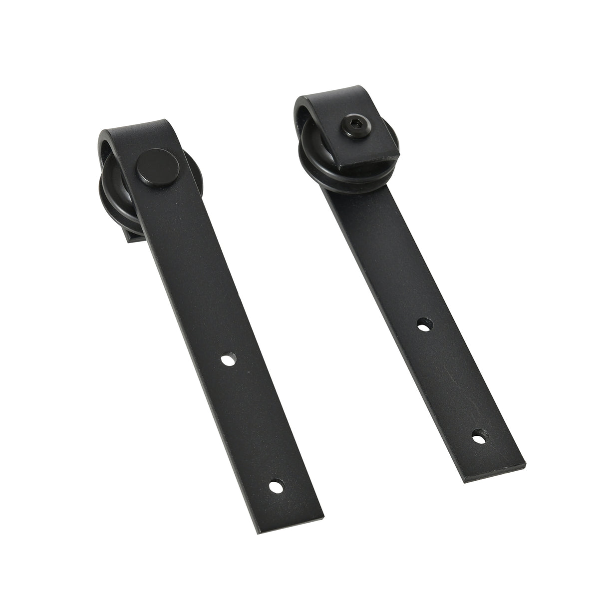 Sliding Door Fitting For Double Doors, Track With Accessories, Carbon Steel, Black, 200X0.6X18Cm