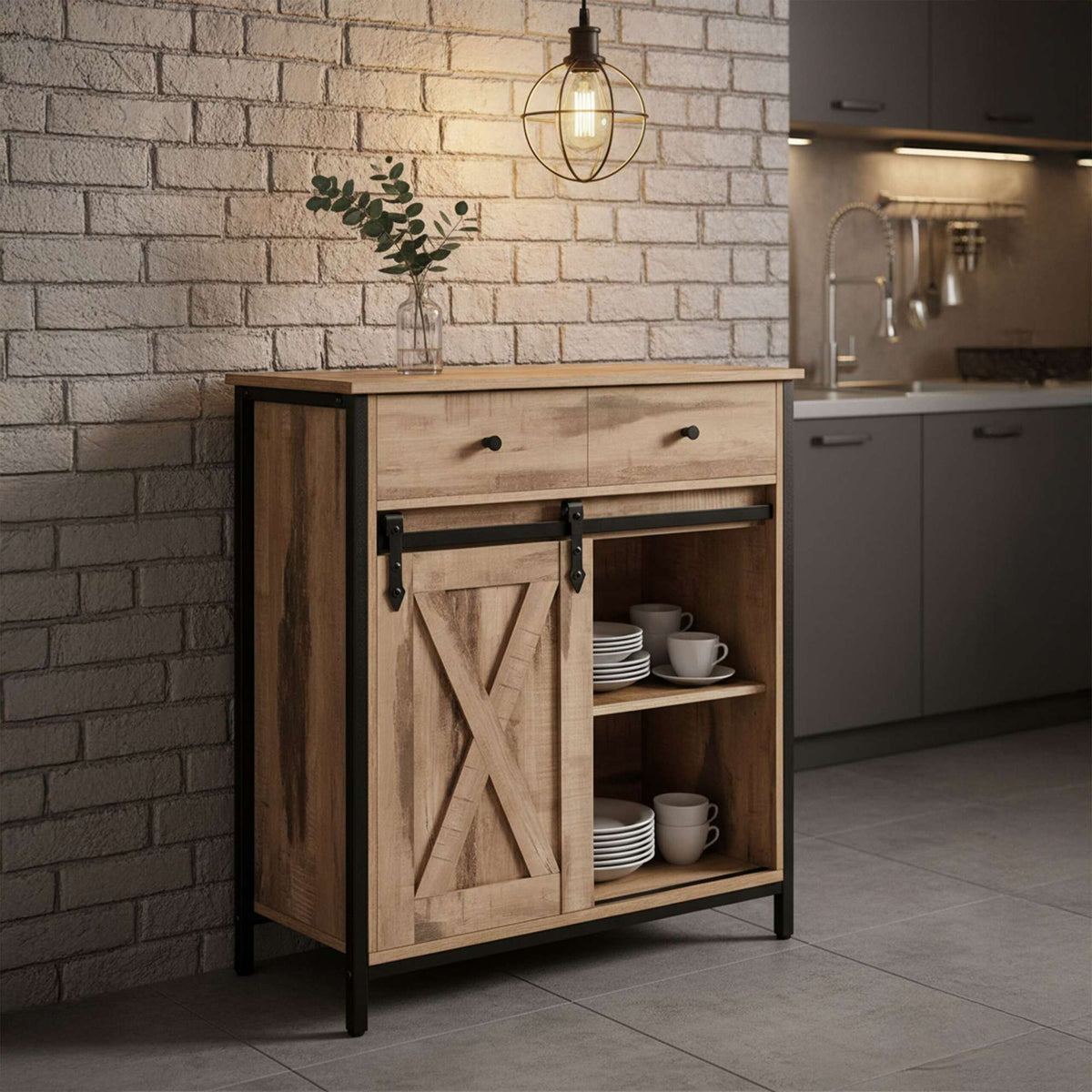 Sliding Door Sideboard – Rustic, Space-Saving Cabinet