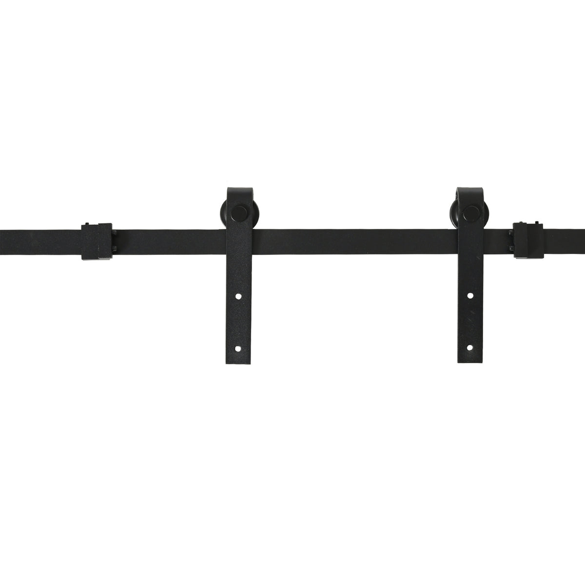 Sliding Door System For Single Sliding Door, Running Track With Accessories, Carbon Steel, Black, 183X0.6X18Cm