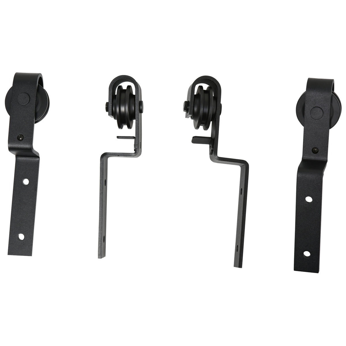 Sliding Door System For Wooden Sliding Door Track With 9 Accessories Carbon Steel Black