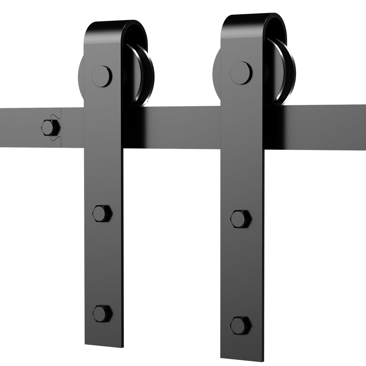 Sliding Door System Running Track Complete Set With Screws, Sliding Door Fittings Set, Carbon Steel, Black, 200X40X0.6Cm