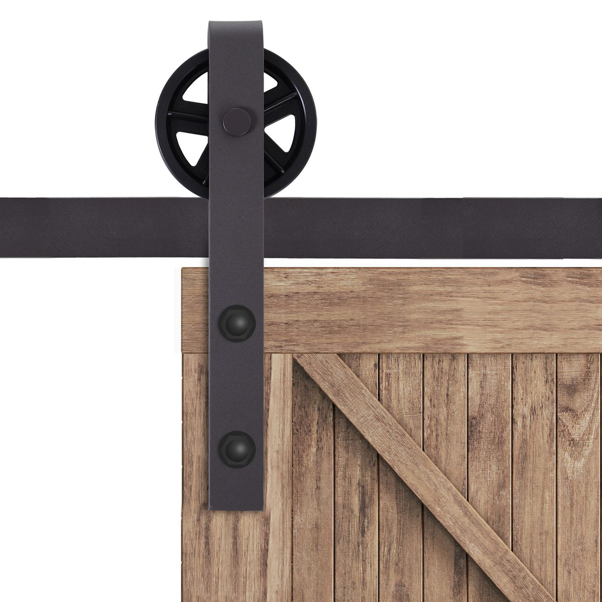 Sliding door fittings set 183 cm complete set with rails, rollers, rail stopper, base block, set of door screws, sliding door system made of carbon steel dark brown