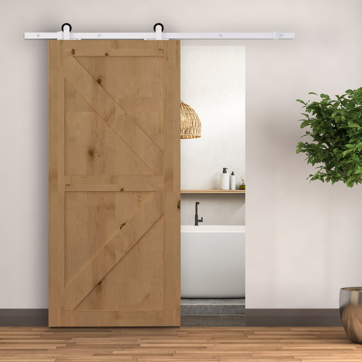 Sliding door fittings set 183 cm complete set with rails, rollers, rail stopper, base block, set of door screws, sliding door system made of carbon steel white
